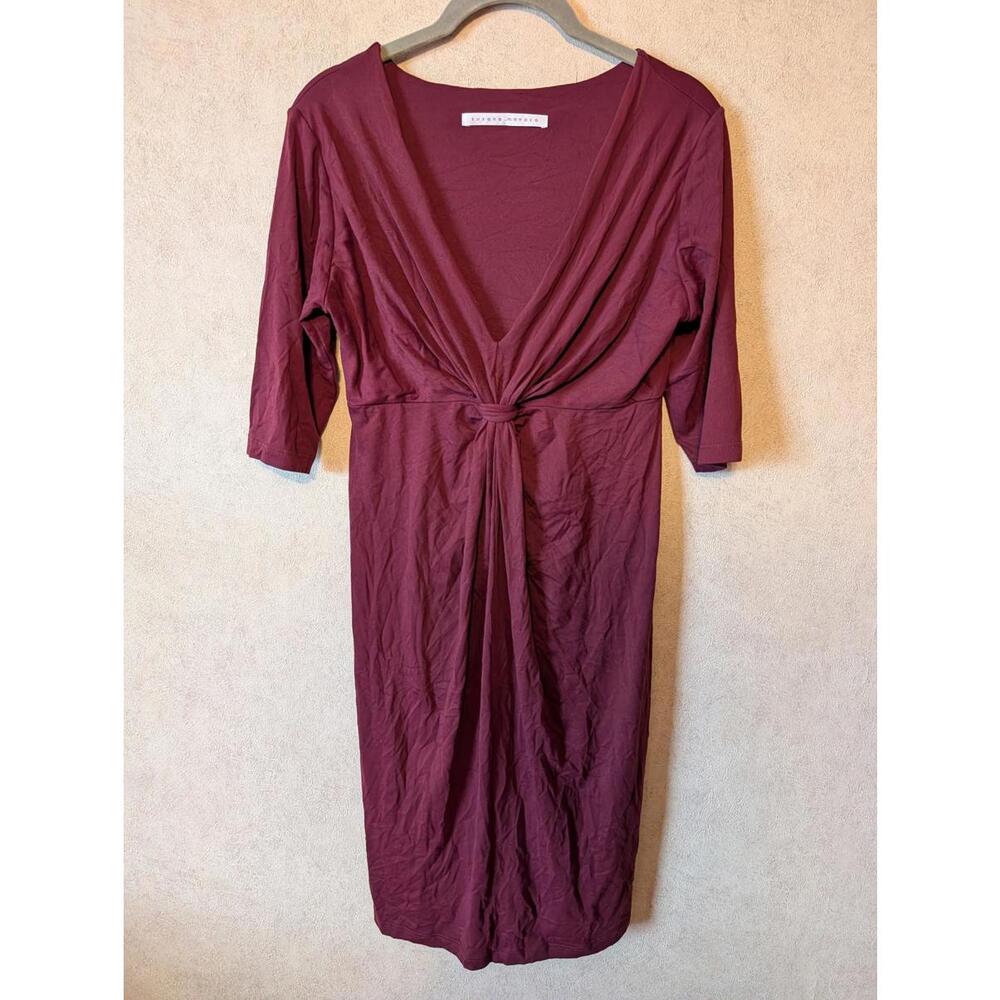 SUSANA MONACO burgundy 3/4 sleeve knee length dress sz M